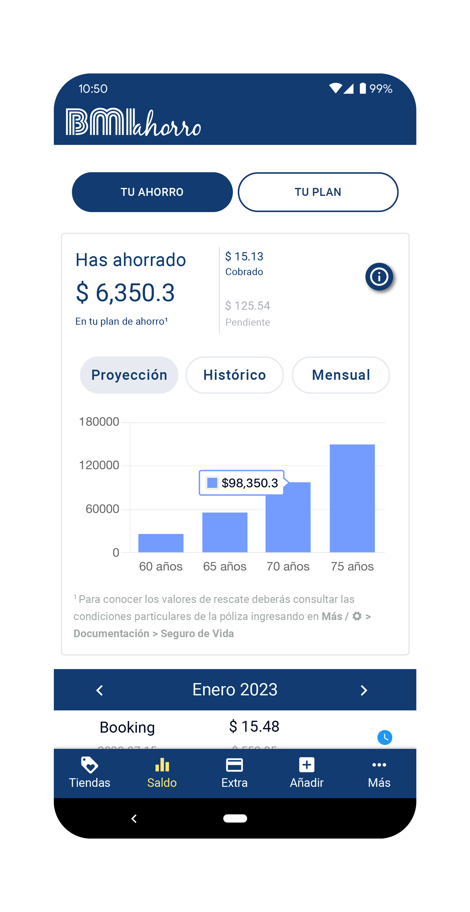 Aplicación de BMI Ahorro seguro de vida con plan de ahorro