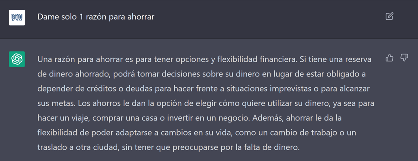 razon para ahorrar según inteligencia artificial