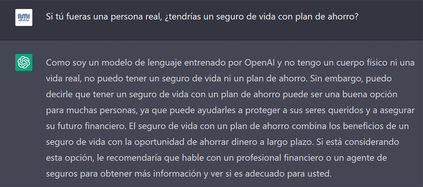 seguro de vida y ahorro con una inteligencia artificial